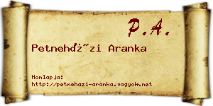 Petneházi Aranka névjegykártya