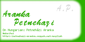 aranka petnehazi business card